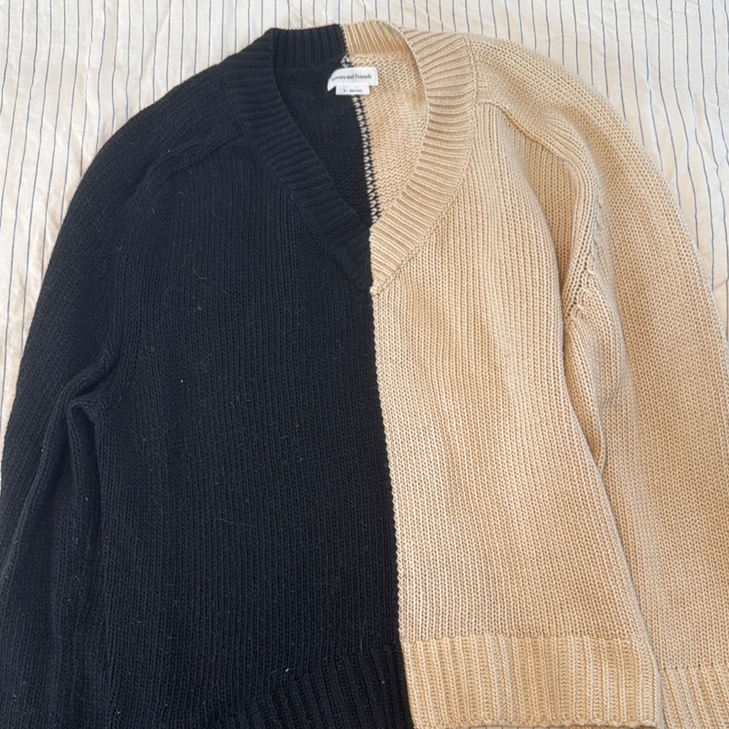 Lovers Friends TwoTone Black And Tan Sweater Lovers Friends TwoTone Black And Tan Sweater